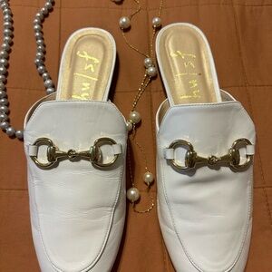 fs/ny white Loafers with Gold Buckle